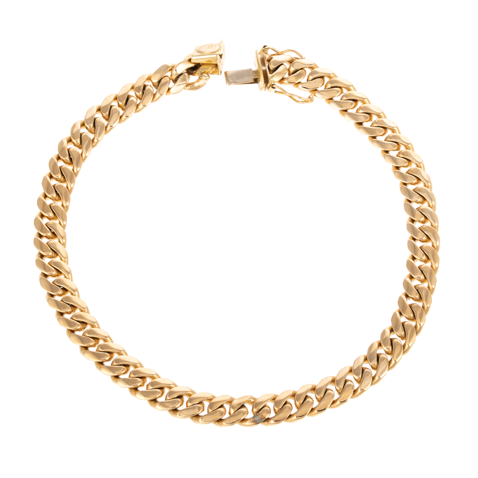 A 14K YELLOW GOLD CURB LINK ANKLET 287955