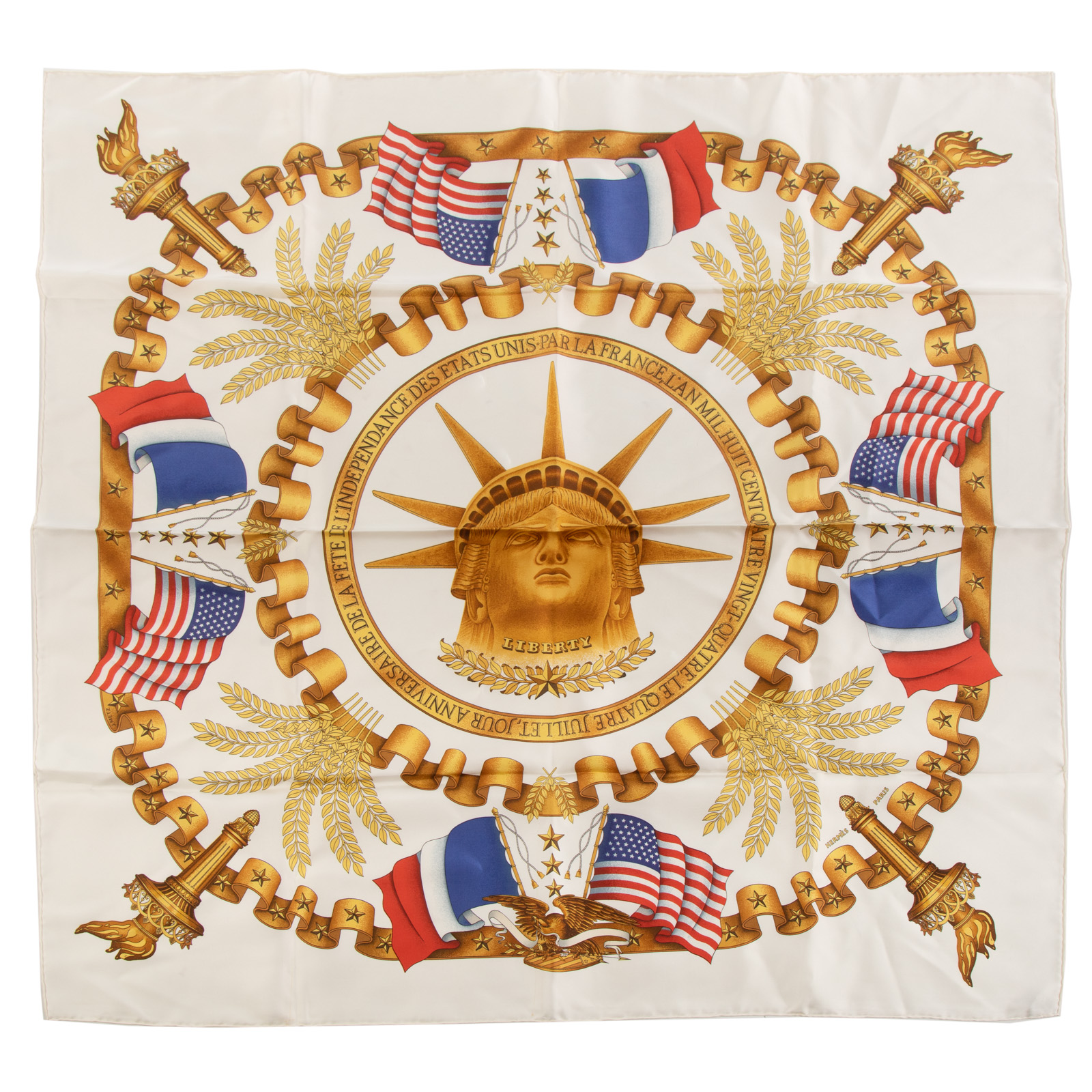 AN HERMES WHITE "LIBERTY" SCARF