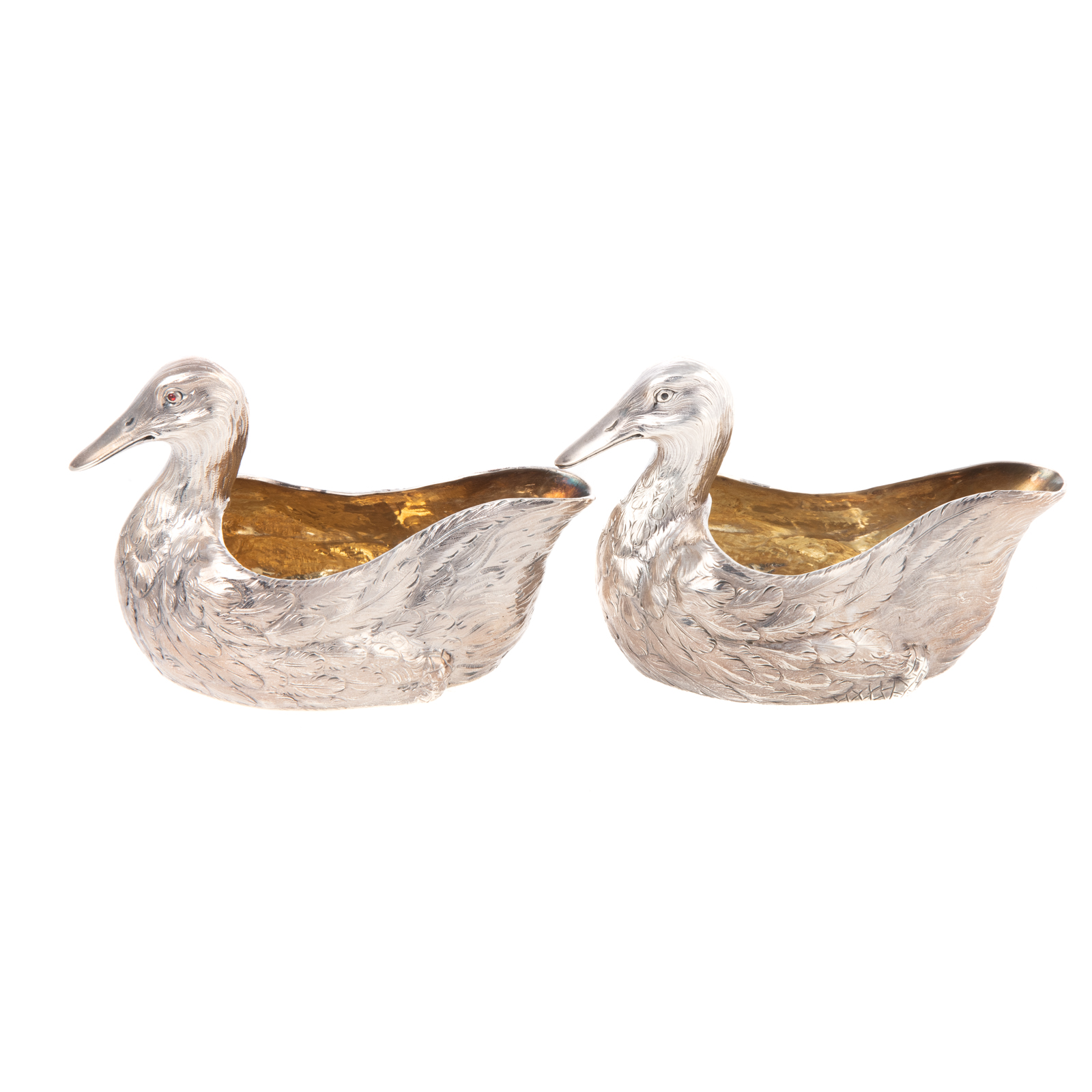 A PAIR OF VICTORIAN SILVER DUCK FORM 287988