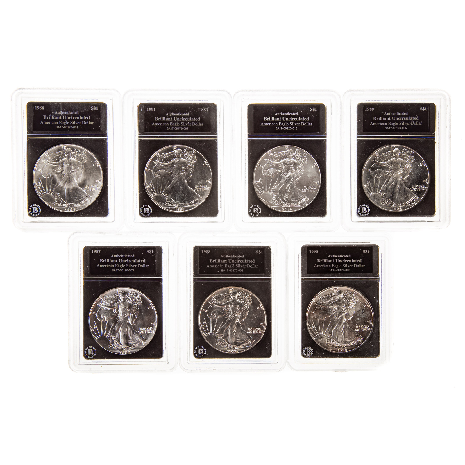SEVEN SILVER EAGLES IN NICE COLLECTOR'S