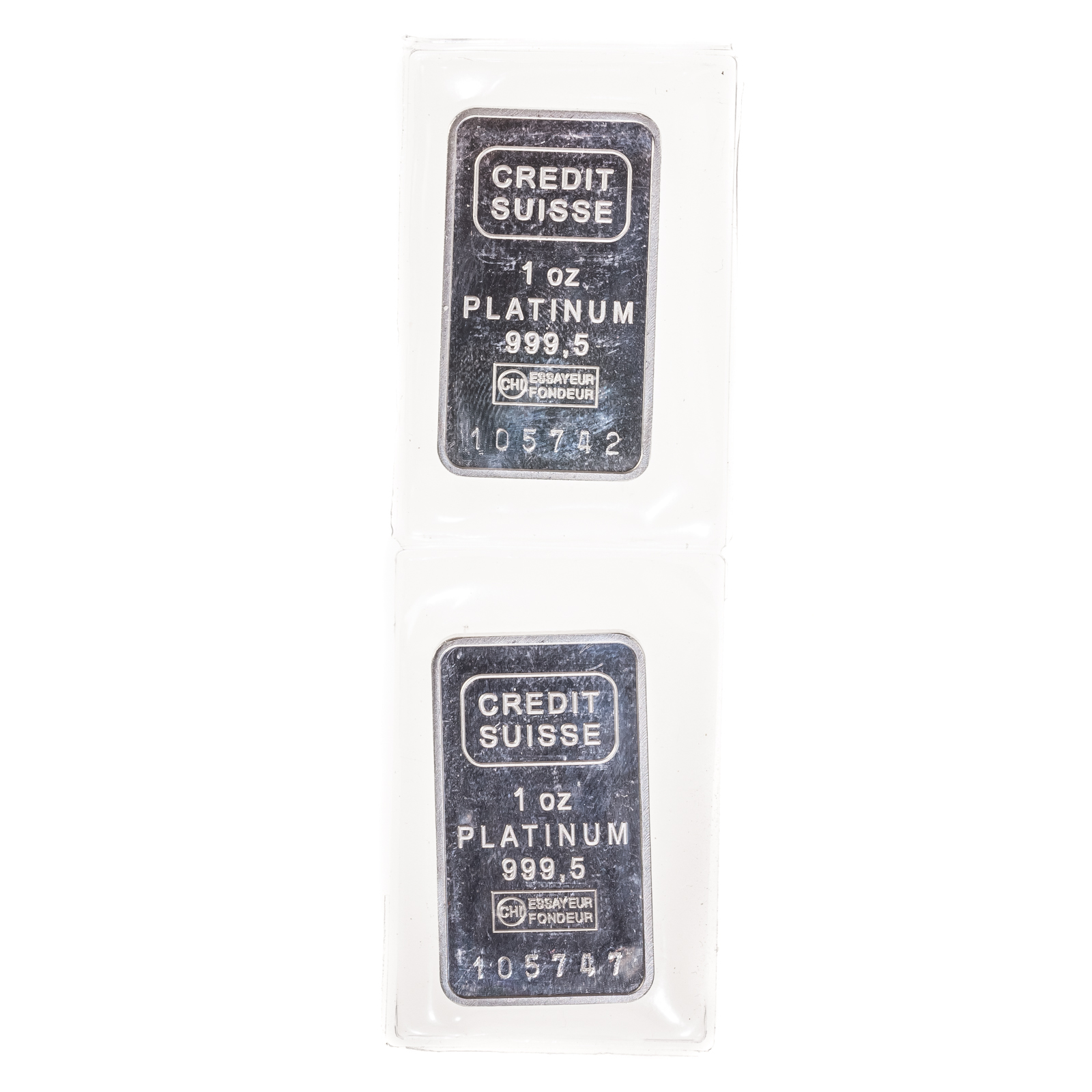 TWO 1 OZ PLATINUM BARS CREDIT SUISSE