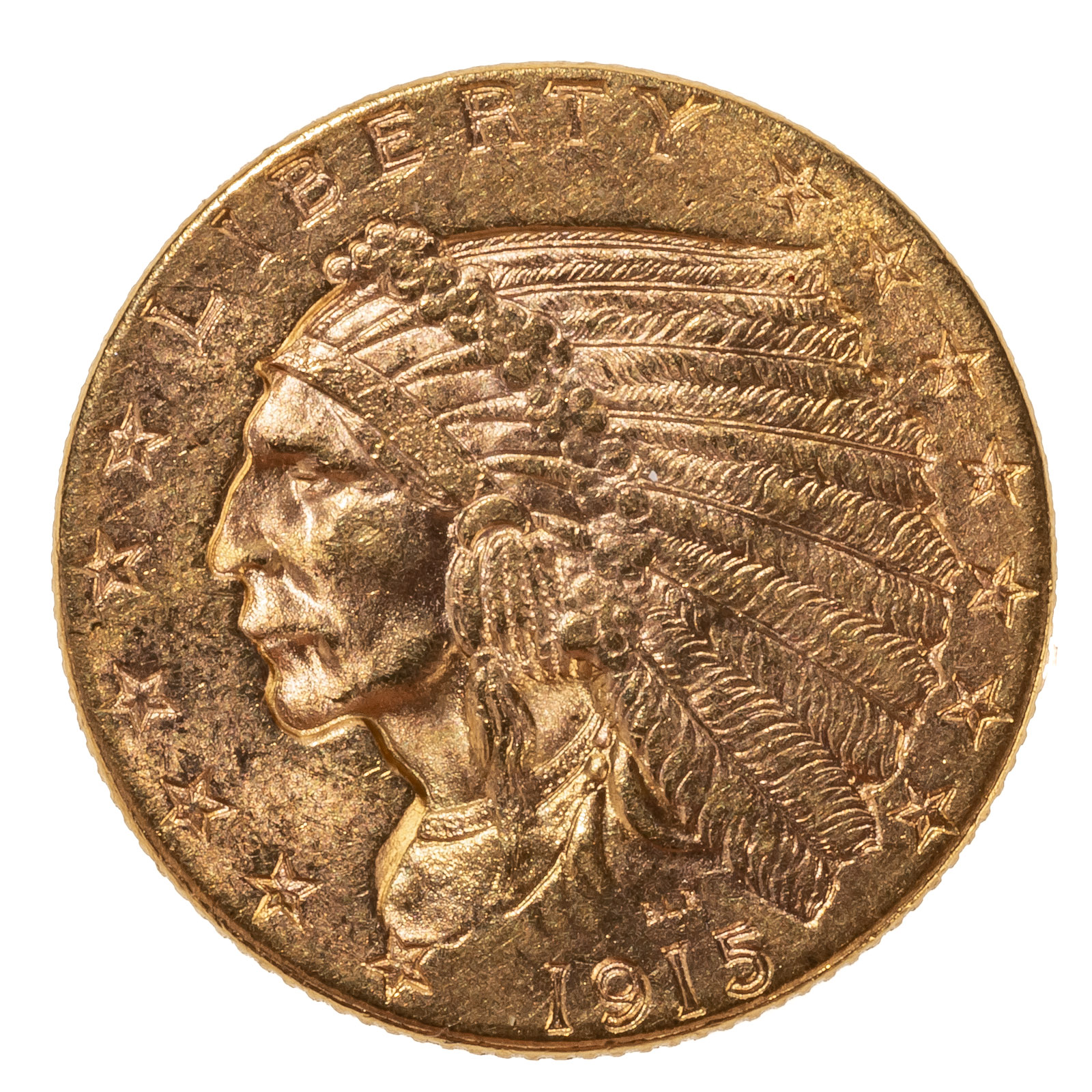 1915 2 50 GOLD INDIAN AU58 OLD 2879cb