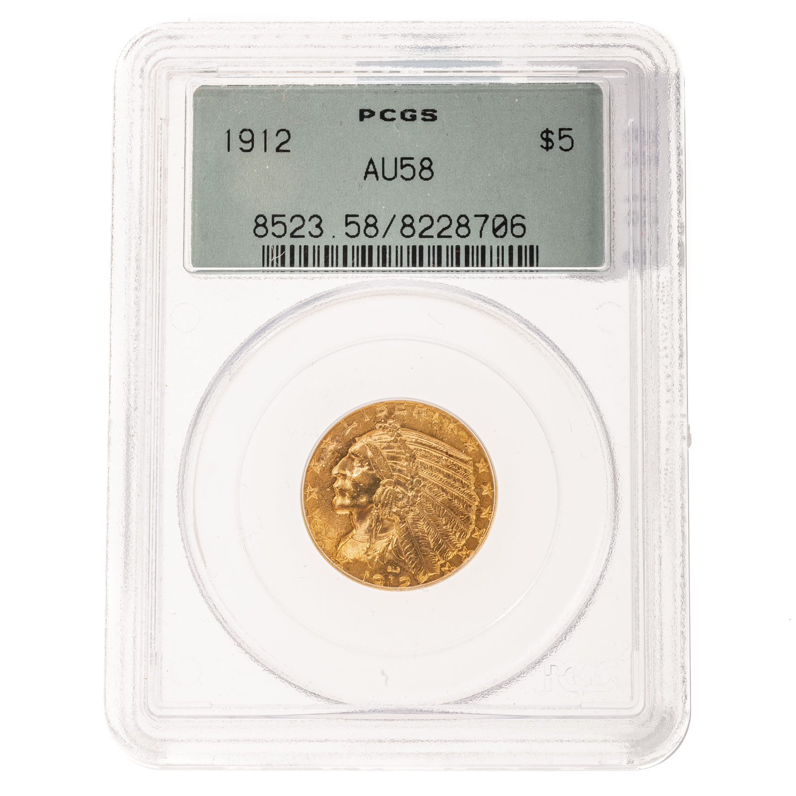 1912 $5 INDIAN GOLD HALF EAGLE