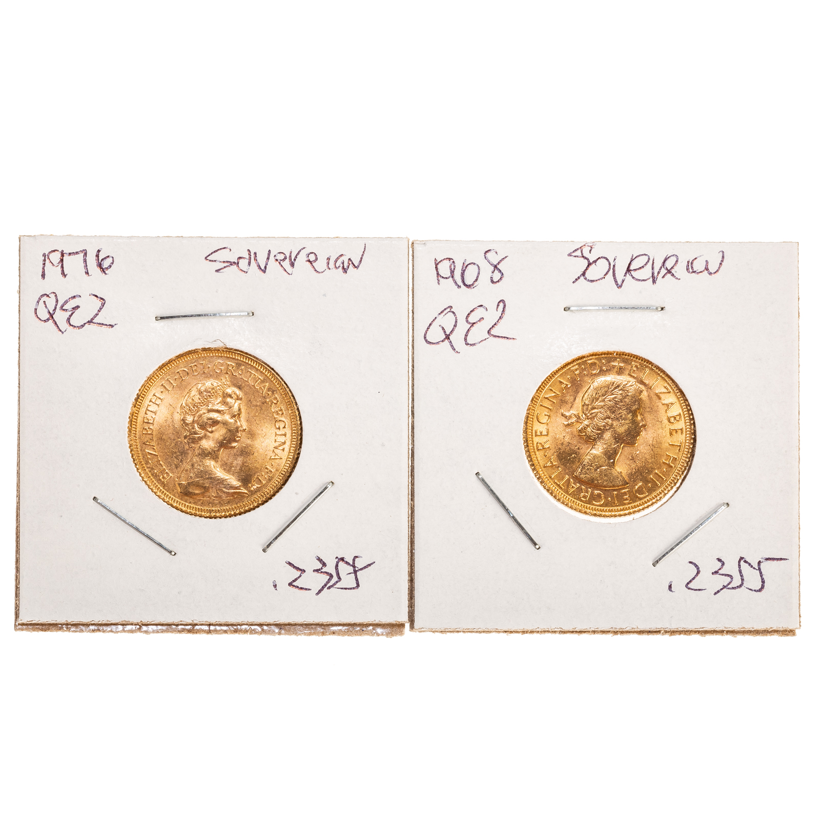 TWO QUEEN ELIZABETH II GOLD SOVEREIGNS  287a03