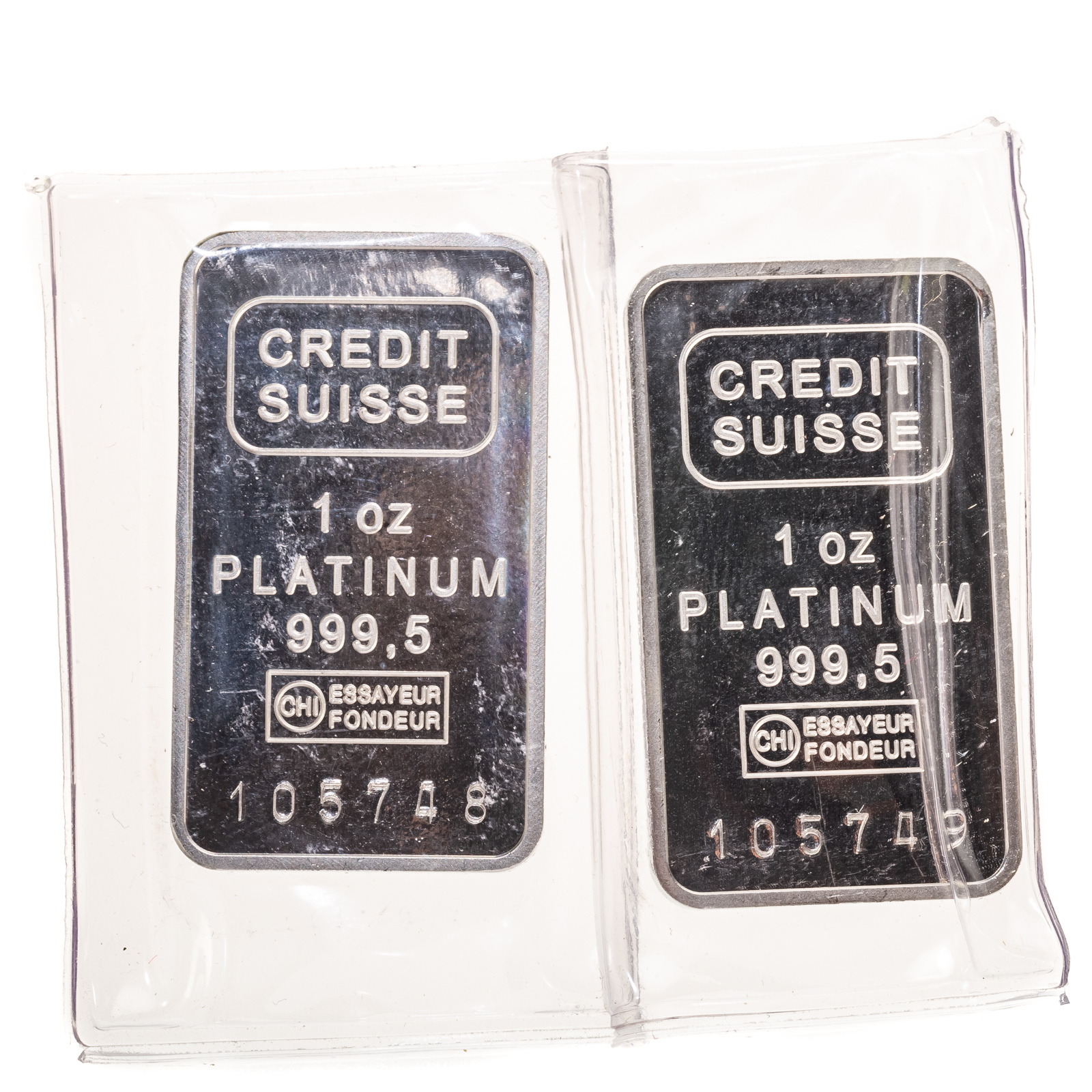 TWO 1 OZ .995 PLATINUM BARS - CREDIT