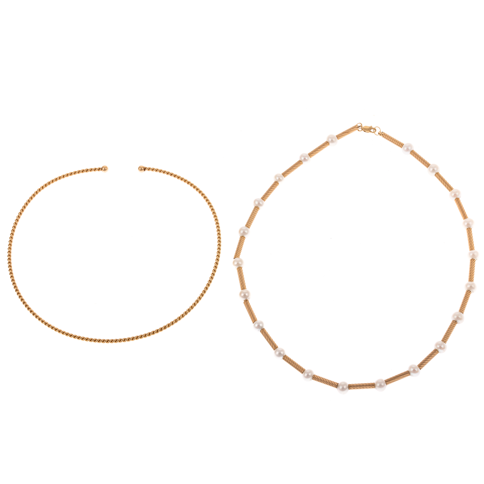 TWO 14K YELLOW GOLD TWIST NECKLACES 287b24