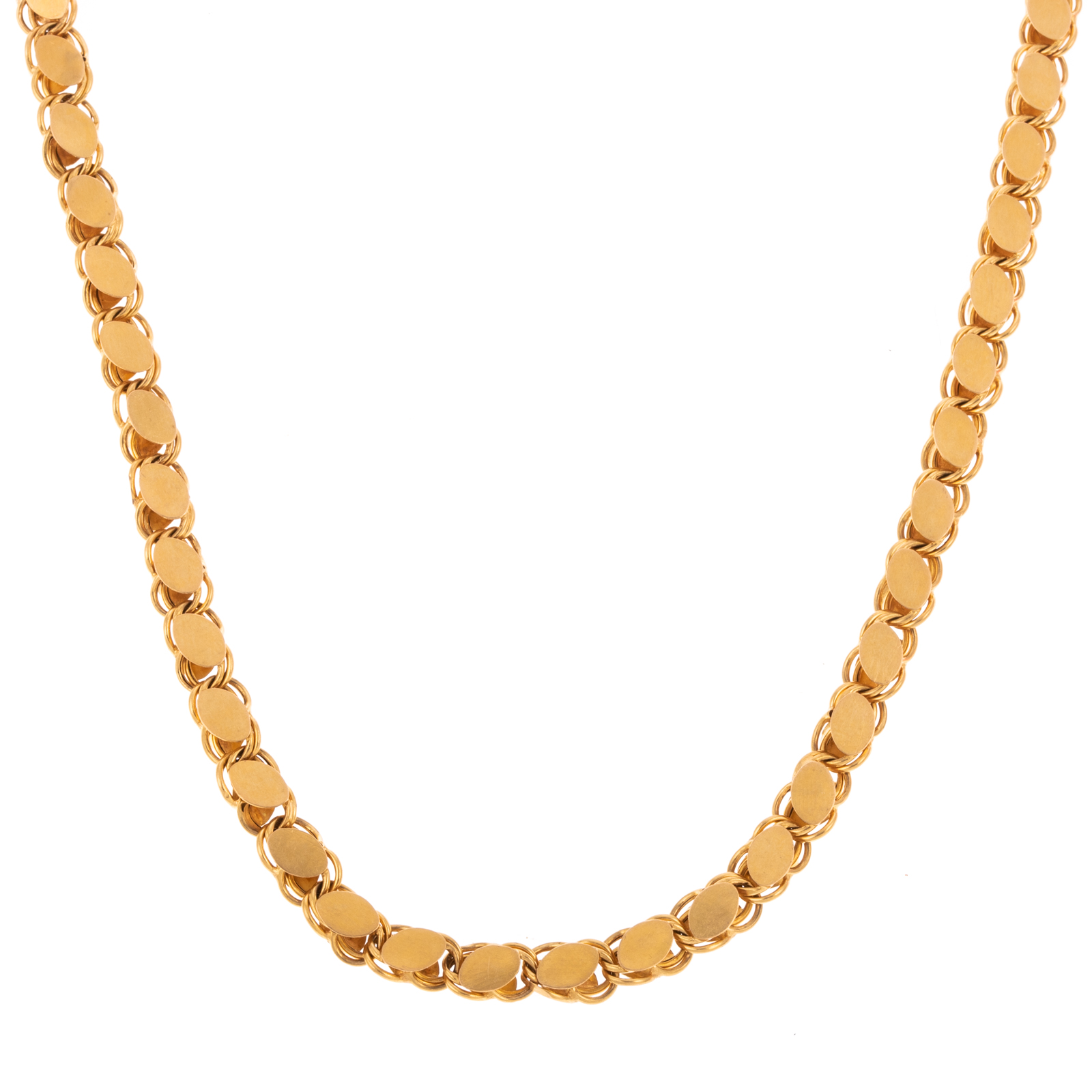 A FANCY FLAT LINK NECKLACE IN 14K 287b28