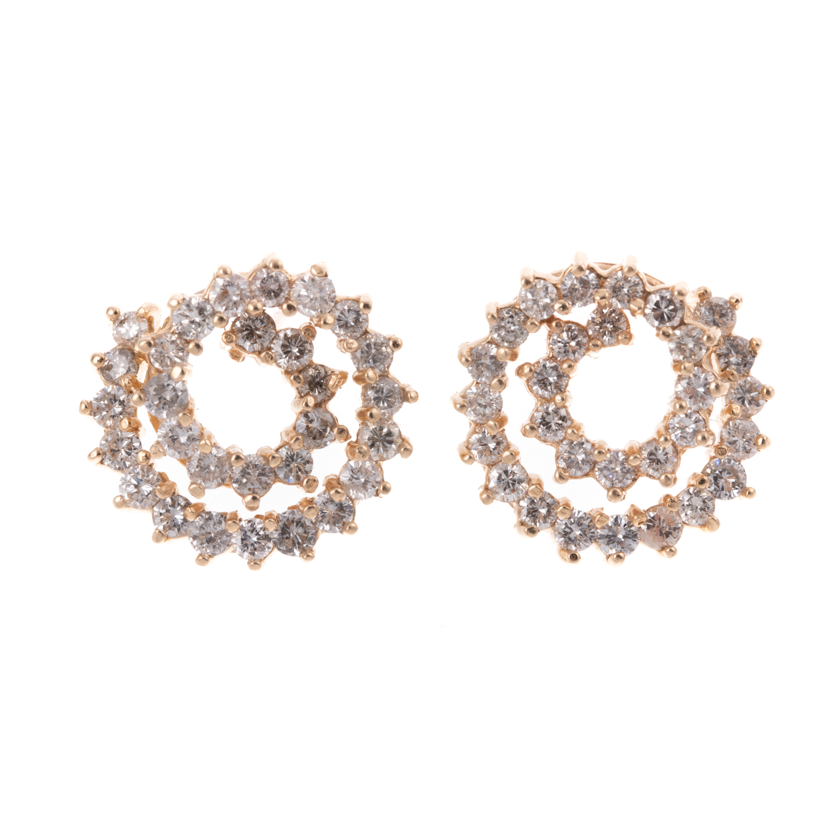 A PAIR OF DIAMOND SWIRL EARRINGS 287ba7