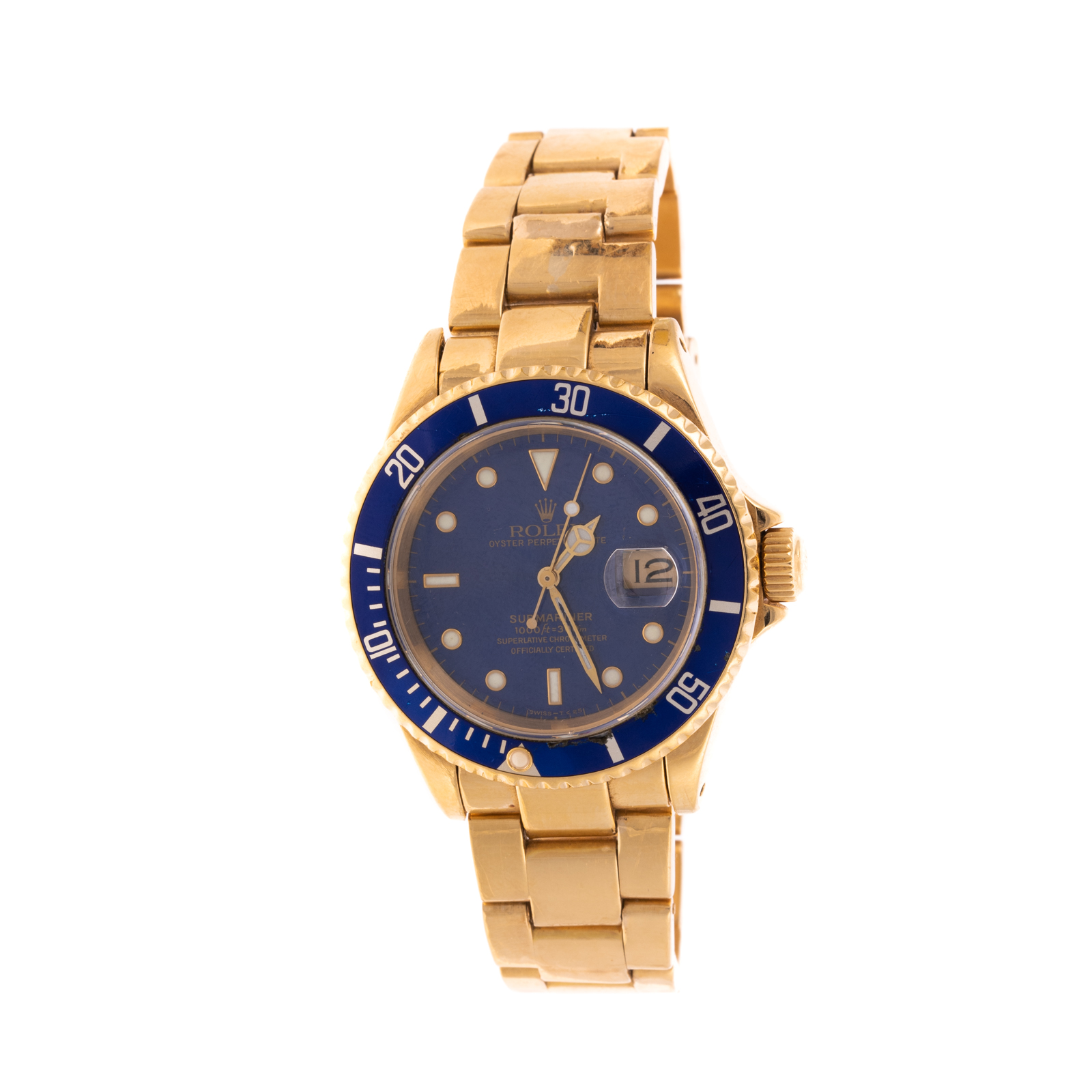 AN 18K BLUE ROLEX SUBMARINER, 16618,