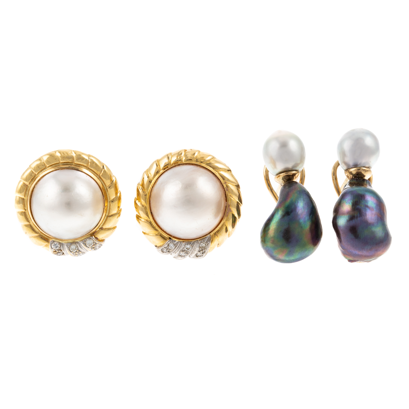 TWO PAIRS OF CLASSIC PEARL EARRINGS