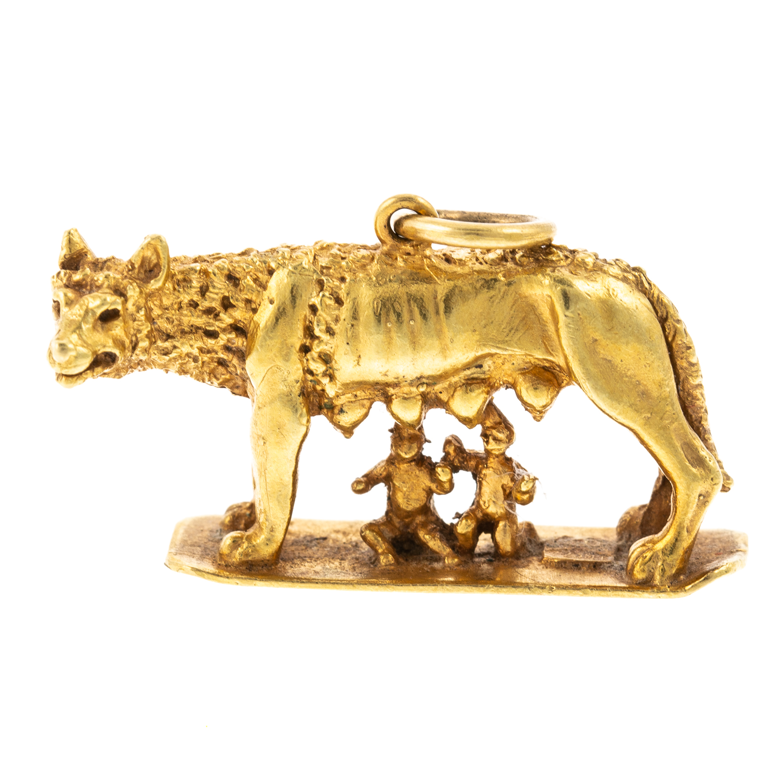 A SOLID 18K YELLOW GOLD ROMULUS & REMUS