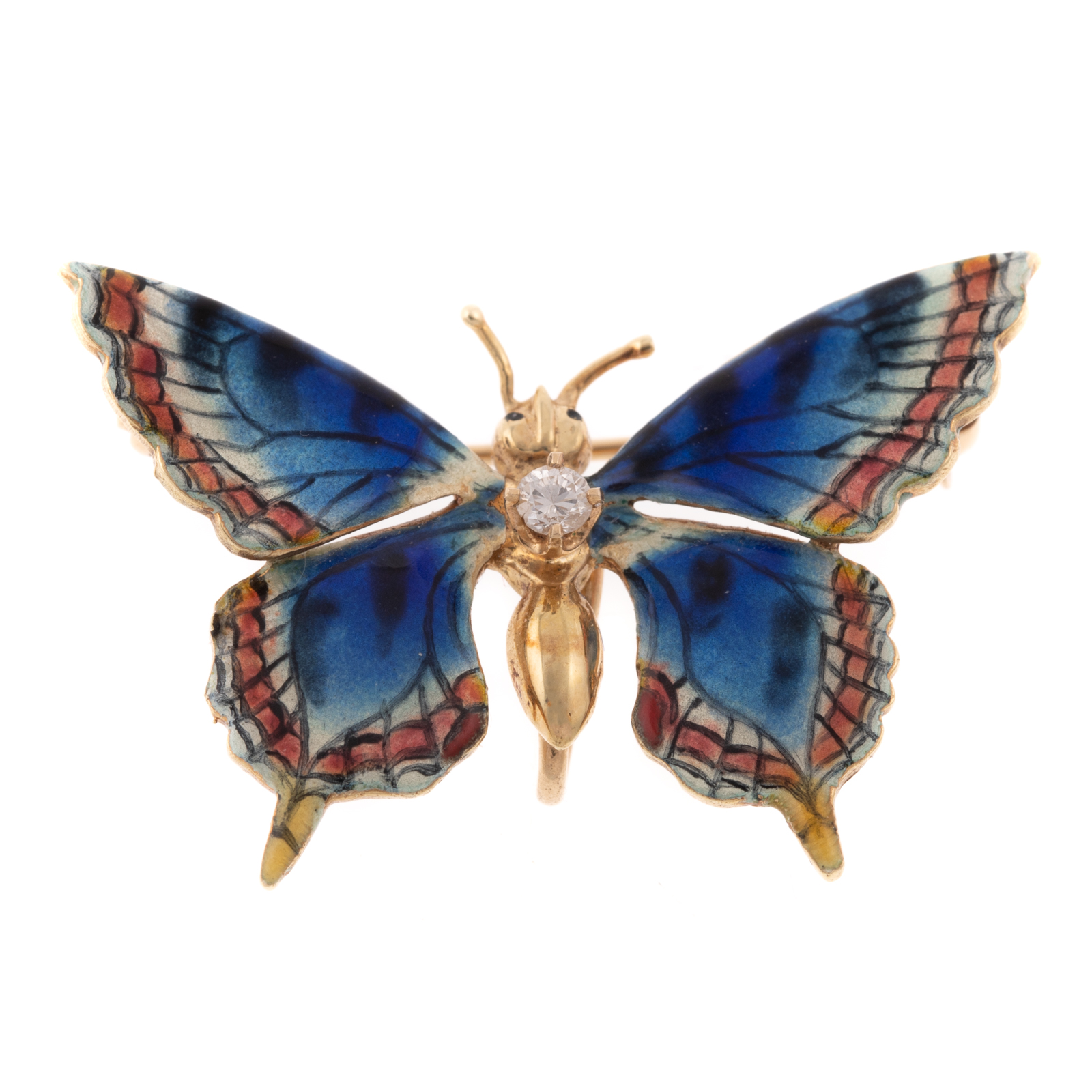 AN ENAMEL DIAMOND BUTTERFLY PIN 287c3a