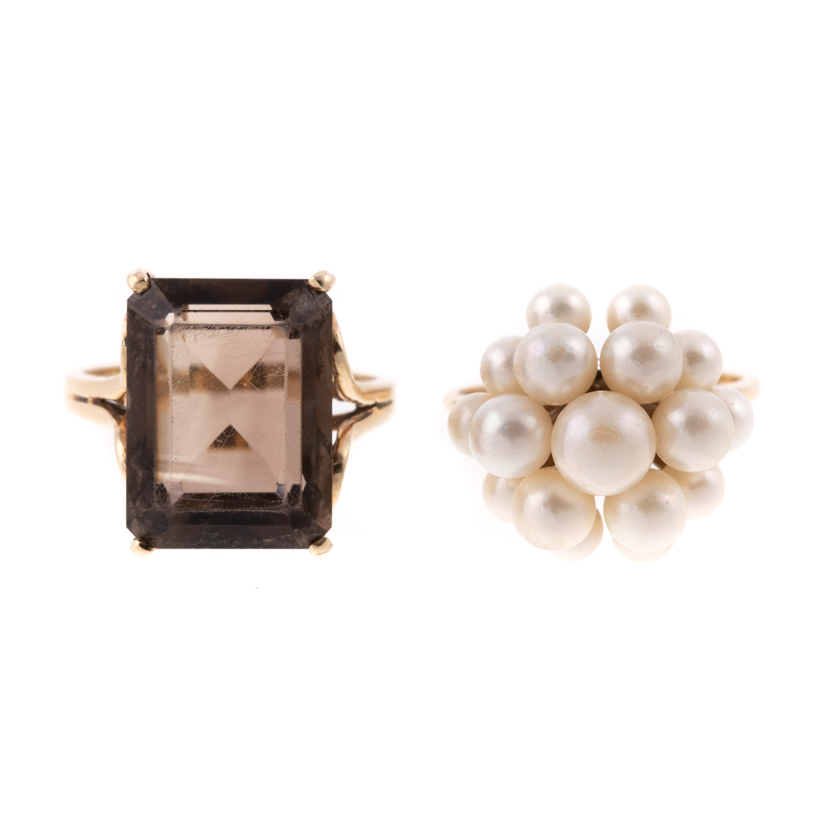 A PEARL CLUSTER RING SMOKEY QUARTZ 287c44