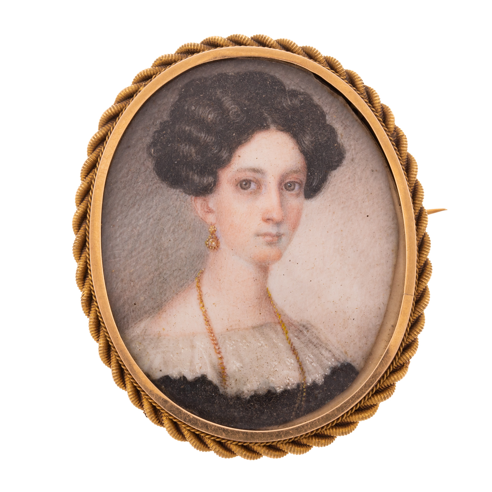 A VICTORIAN PAINTED PORTRAIT BROOCH 287c50