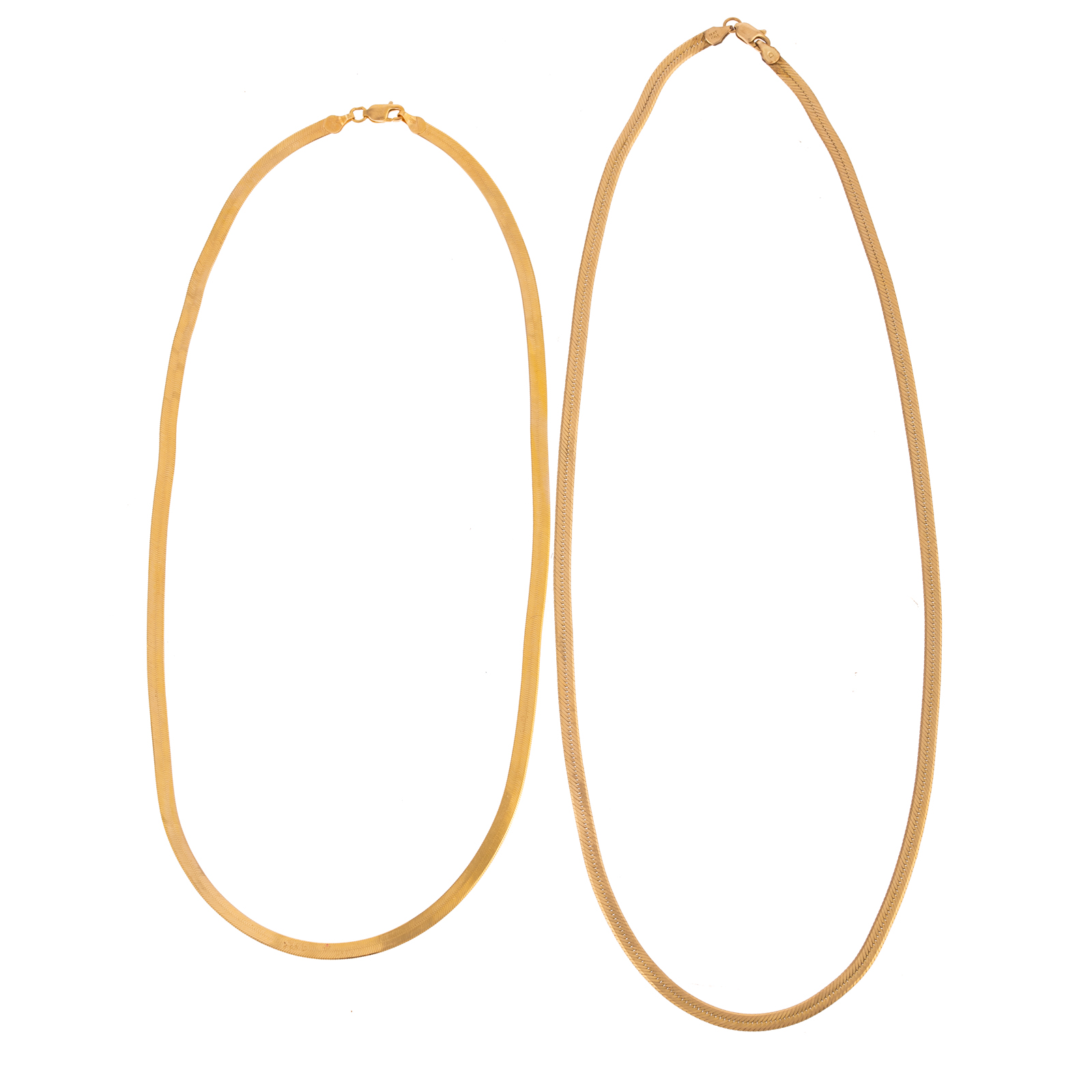 TWO 14K YELLOW GOLD HERRINGBONE 287c69