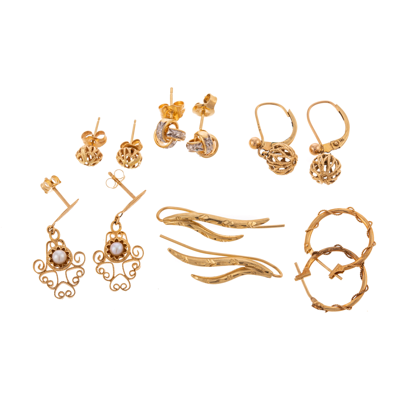 A COLLECTION OF SIX EARRINGS IN