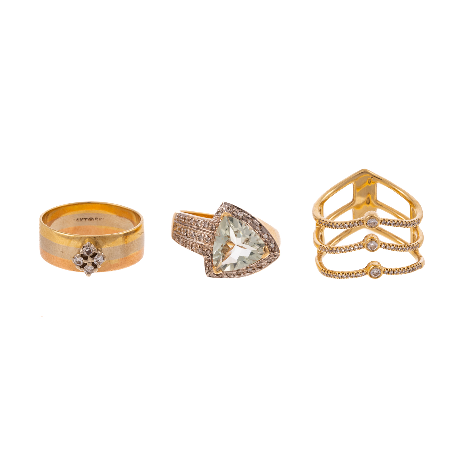 A TRIO OF 14K YELLOW GOLD RINGS 287c95