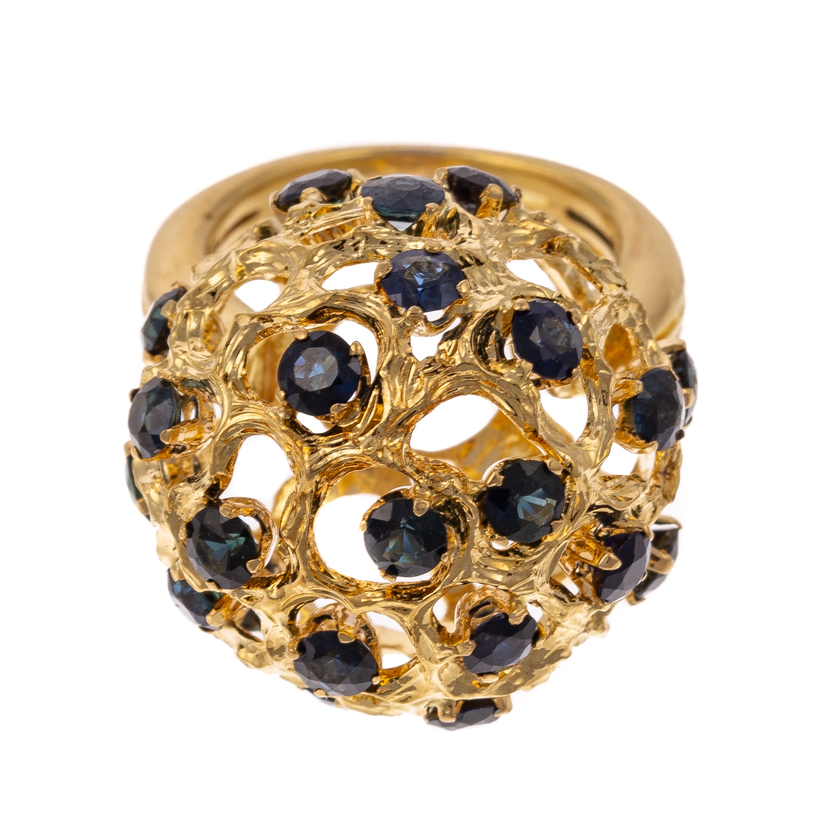 A BOMBE SAPPHIRE RING IN 14K YELLOW 287cb6