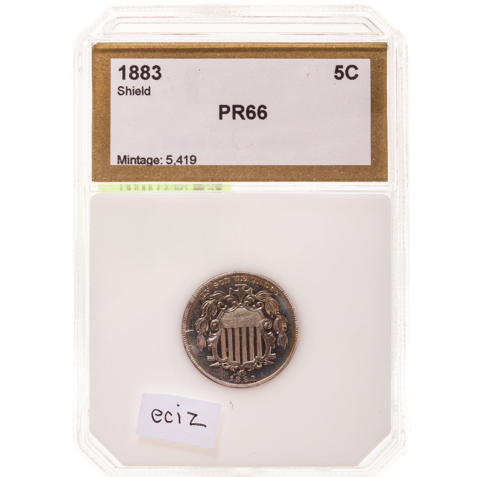 1883 SHIELD NICKEL PCI PROOF 66 287d55