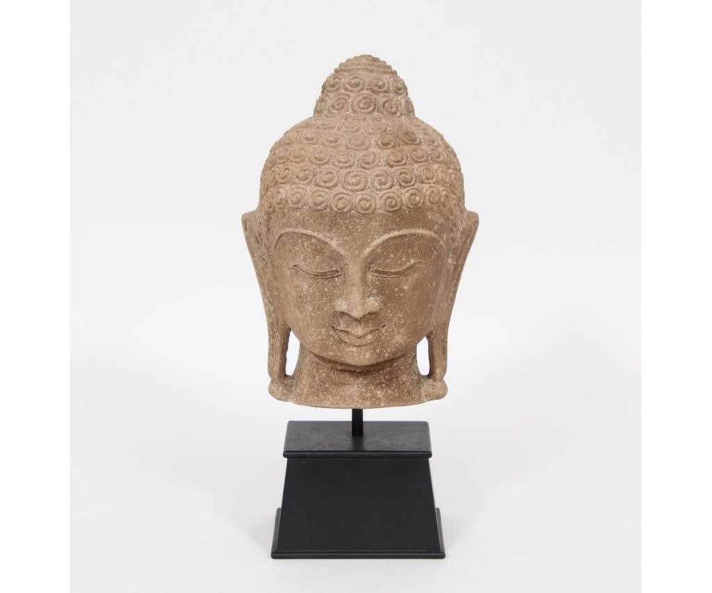 Asian cast stone Buddha head, probably