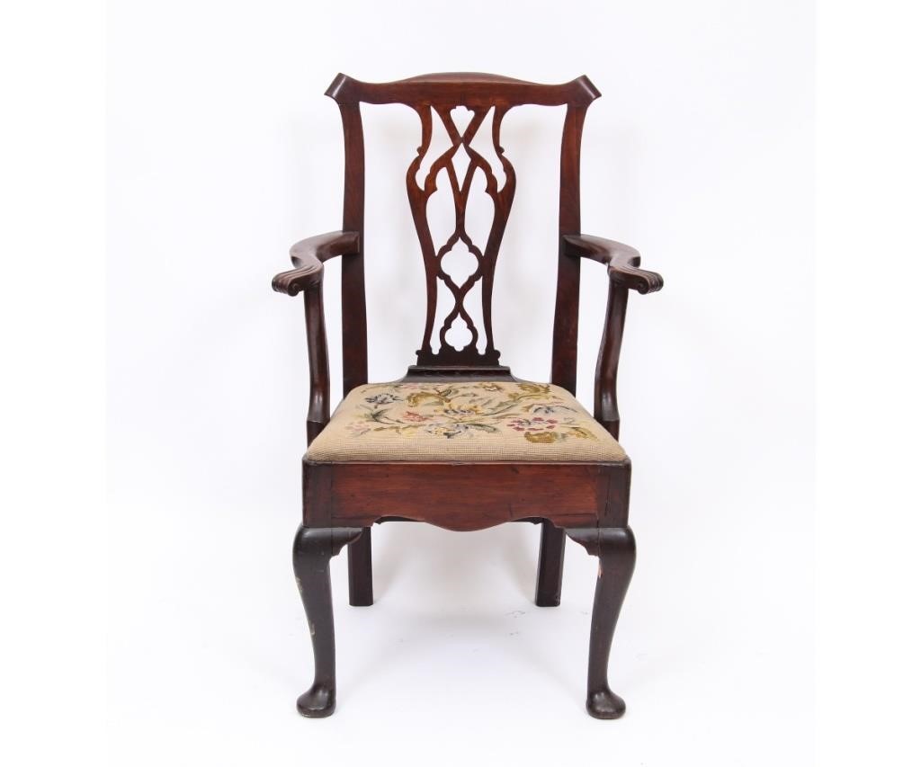 English Queen Anne oak armchair  28a6ad