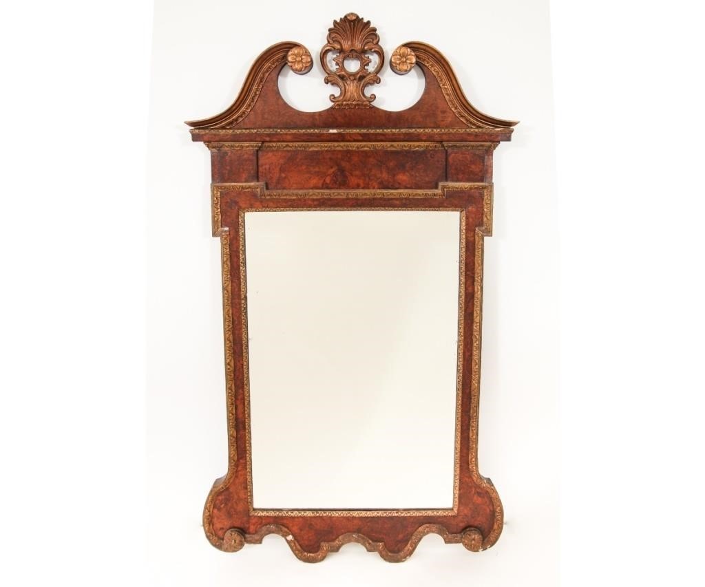 Large Chippendale burl walnut mirror 28a723
