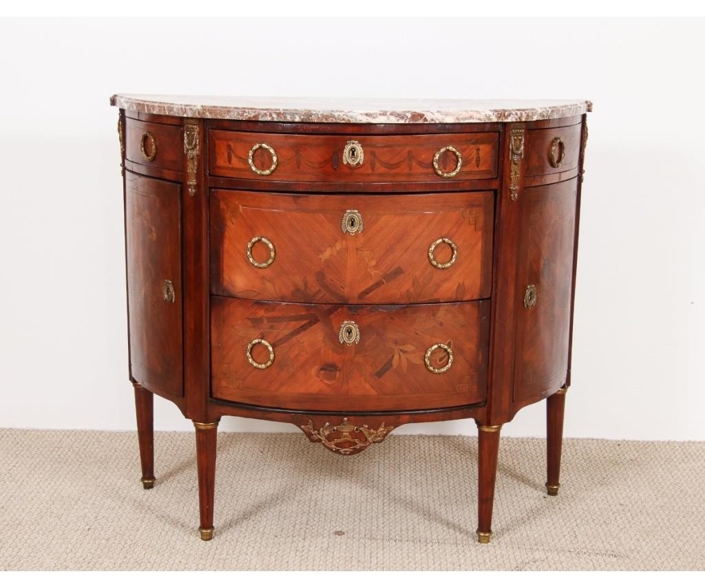 French inlaid walnut commode, 19th