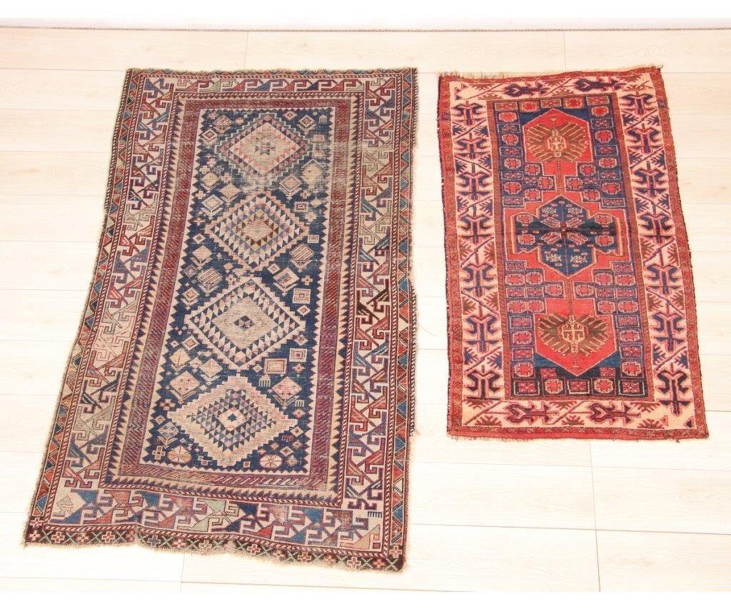 Kazak center hall carpet with overall