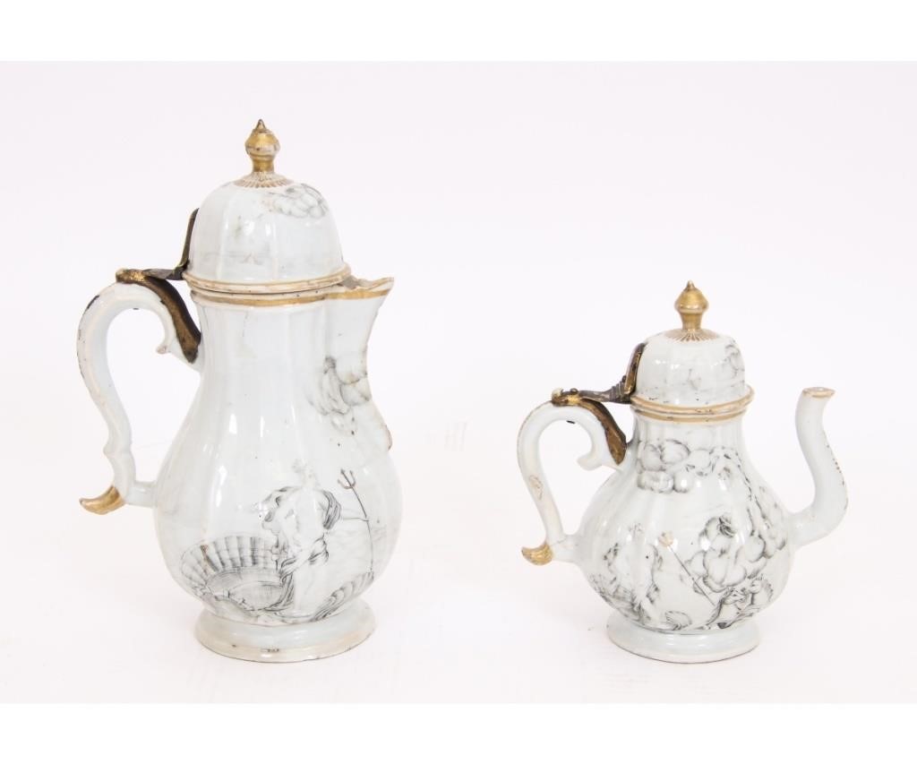 Two Chinese export porcelain teapots,