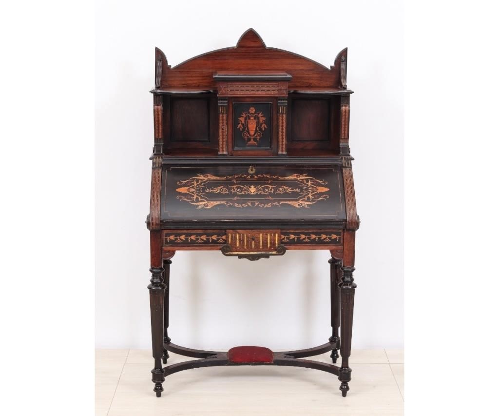 Herter Brothers inlaid and painted desk,
