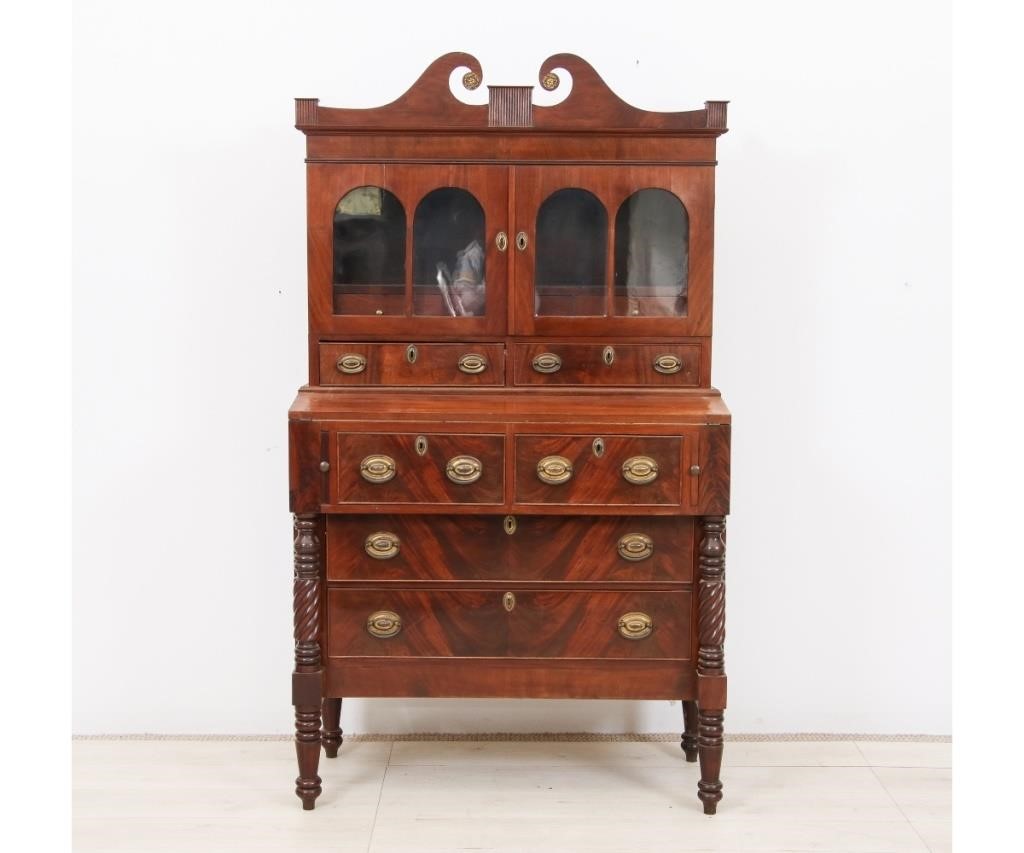 Sheraton mahogany two-part secretary