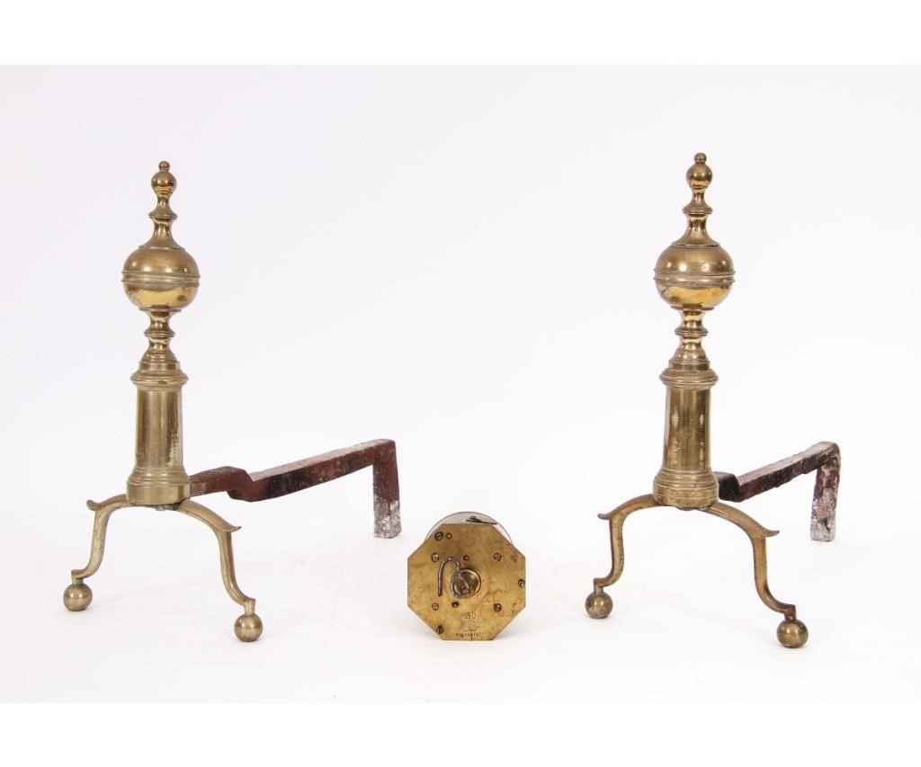 Pair of Federal brass andirons  28a92d