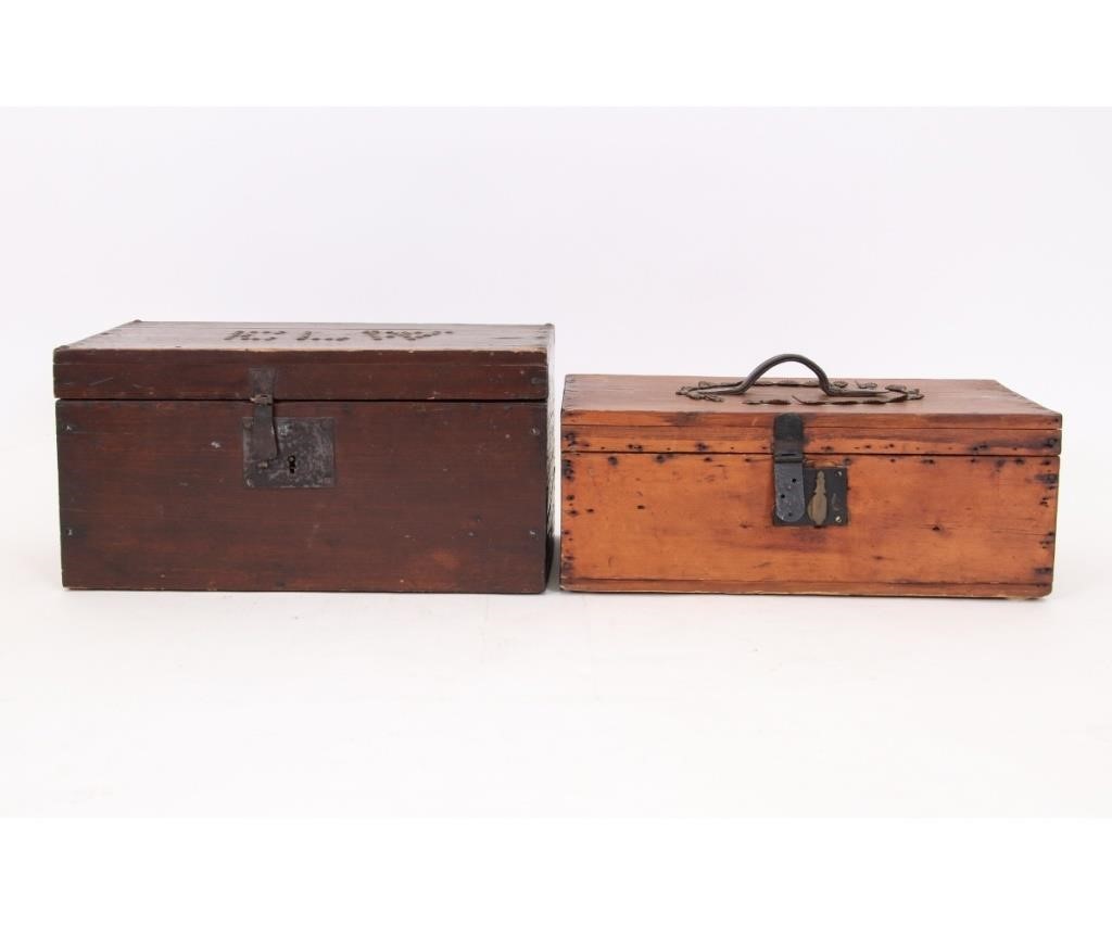 Two pine boxes 19th c one with 28a937