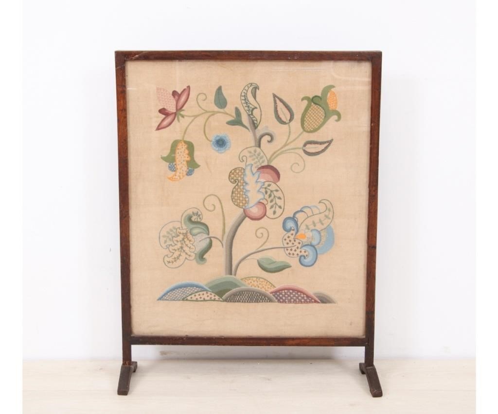 Oak framed embroidered fire screen  28a945