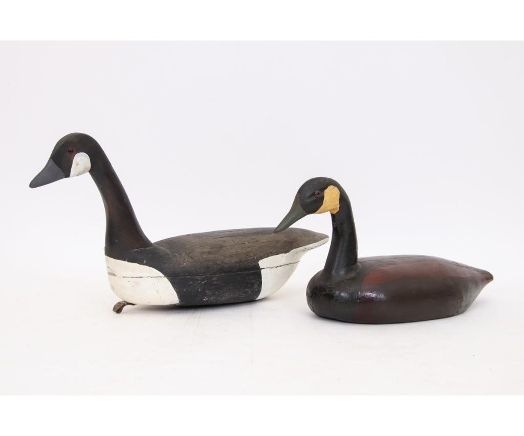 Two carved goose decoys one signed 28a957