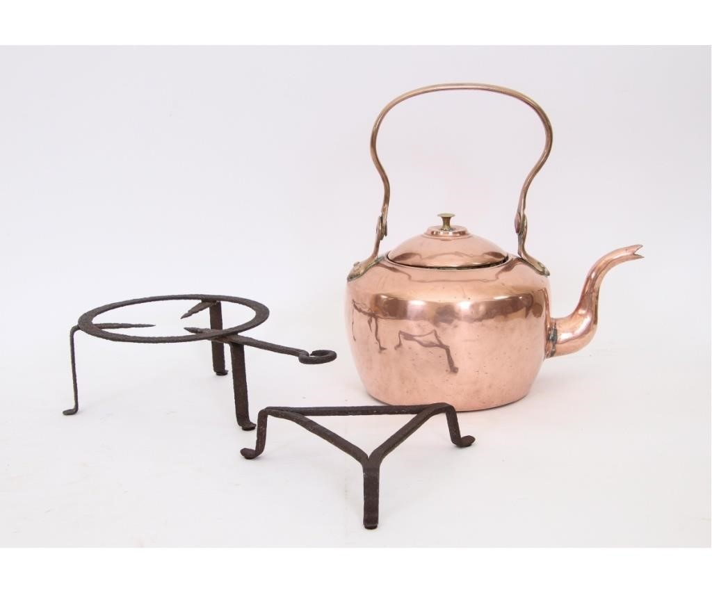 Copper tea kettle, early 19th c., 13h