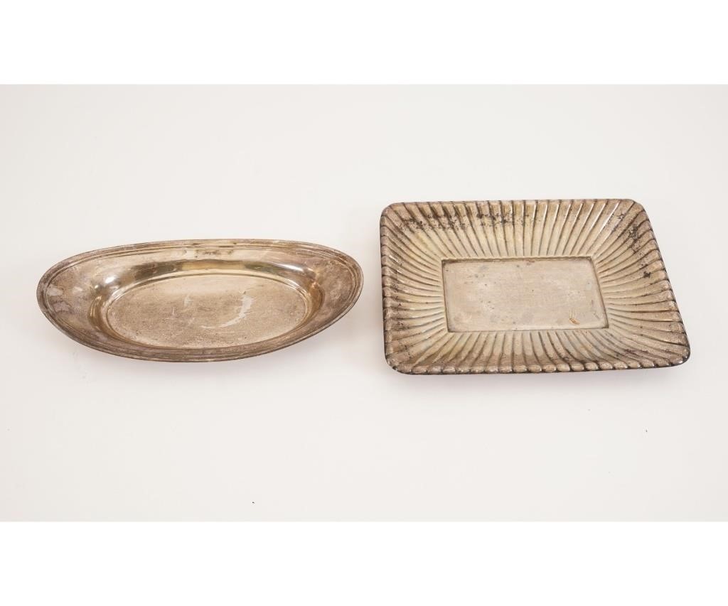 Two sterling silver bread trays