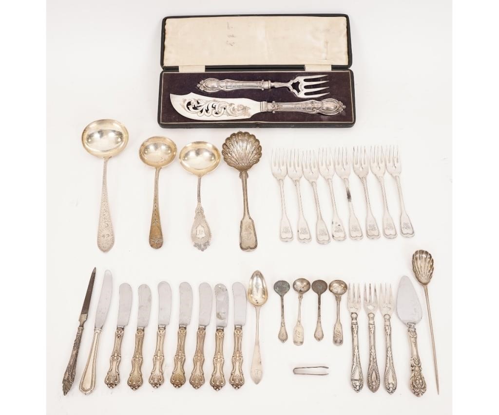 English coin silver tableware of various