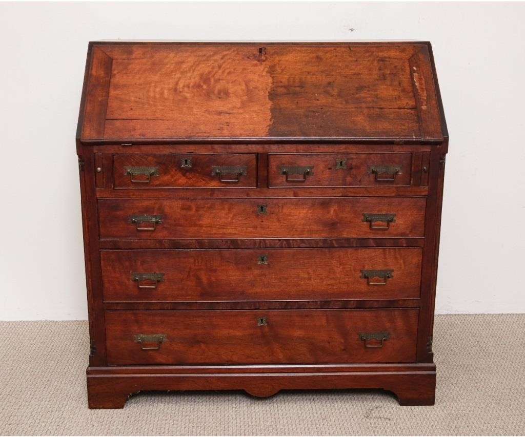 Chippendale walnut slant lid desk,