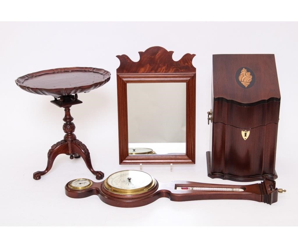 Miniature tea table, courting mirror,