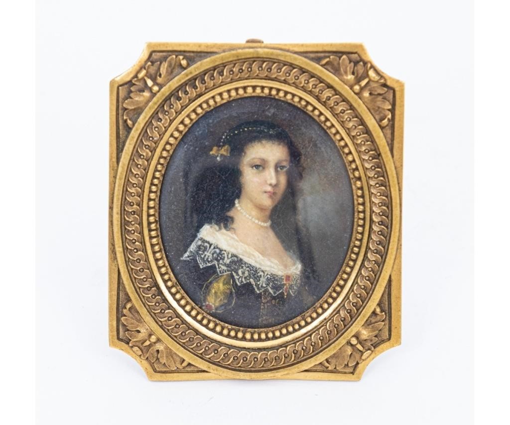 French miniature oval oil portrait 28aaed