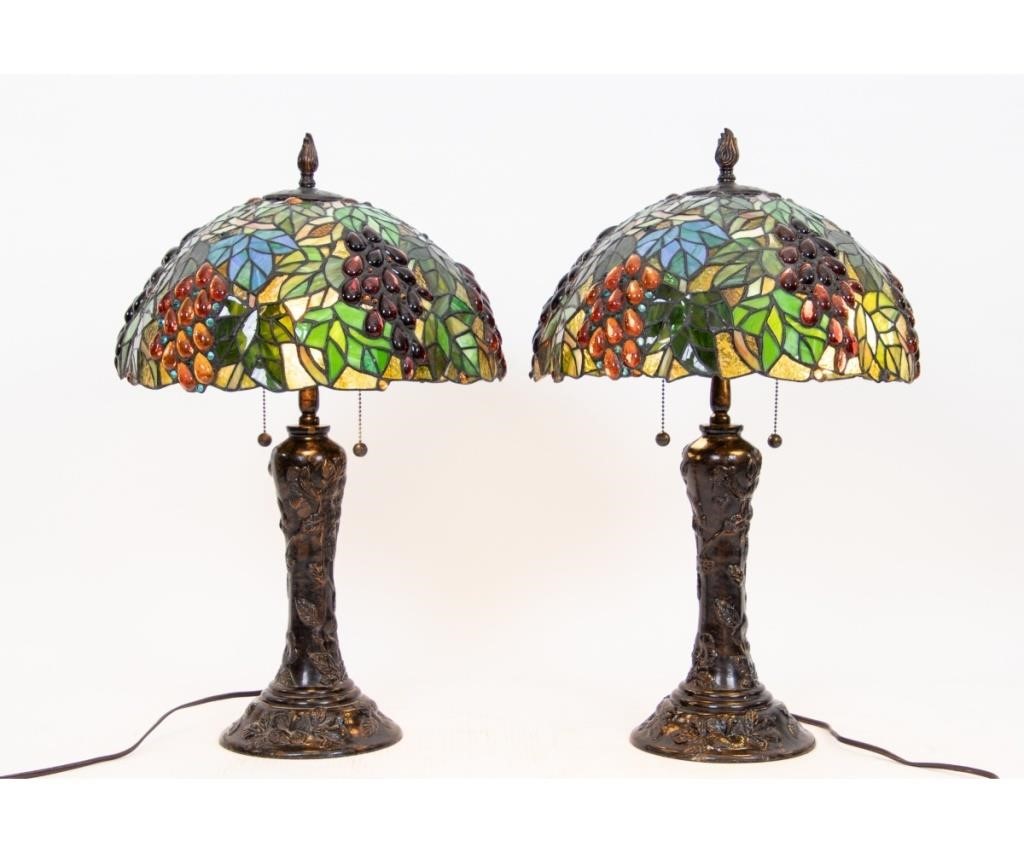 Pair of Tiffany style art glass 28ab2d