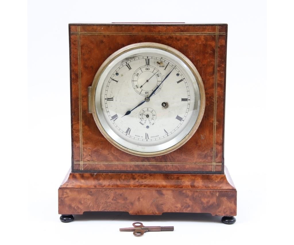 Burl walnut cased vertical chronomometer