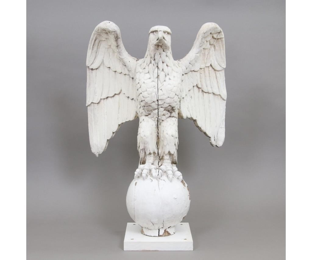 Large pine carved spread winged eagle,