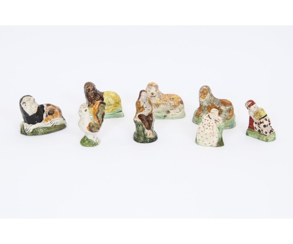 Eight early Prattware animals and