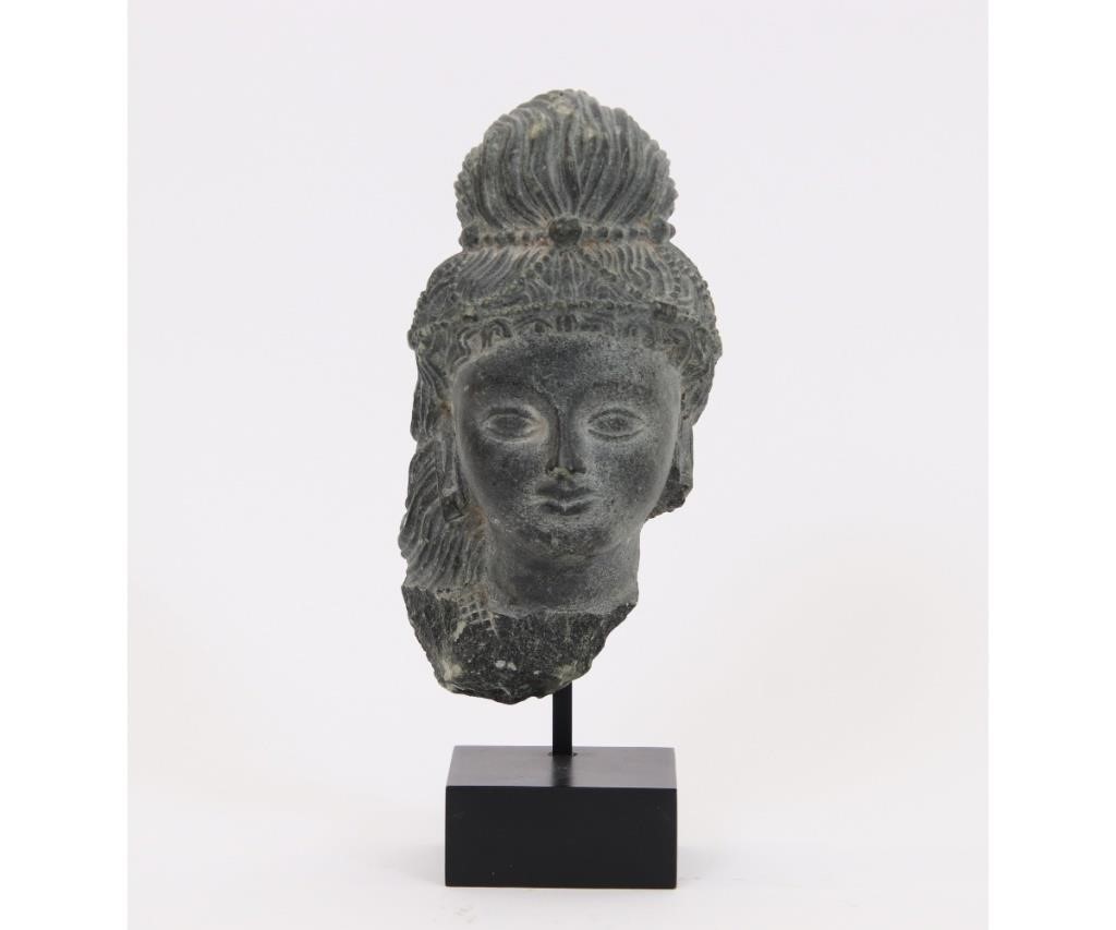 Grey Schist carved Buddha head  28ab8e