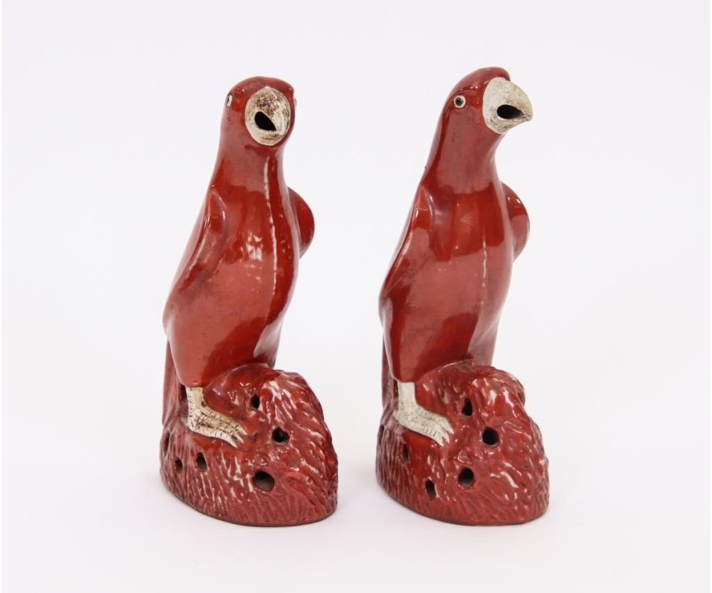 Pair of Chinese porcelain red glazed