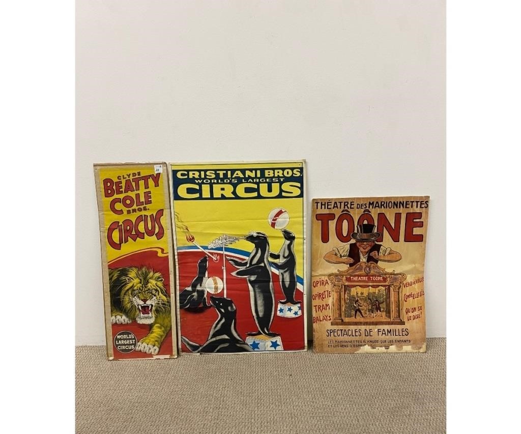 Three circus posters to include 28ac04