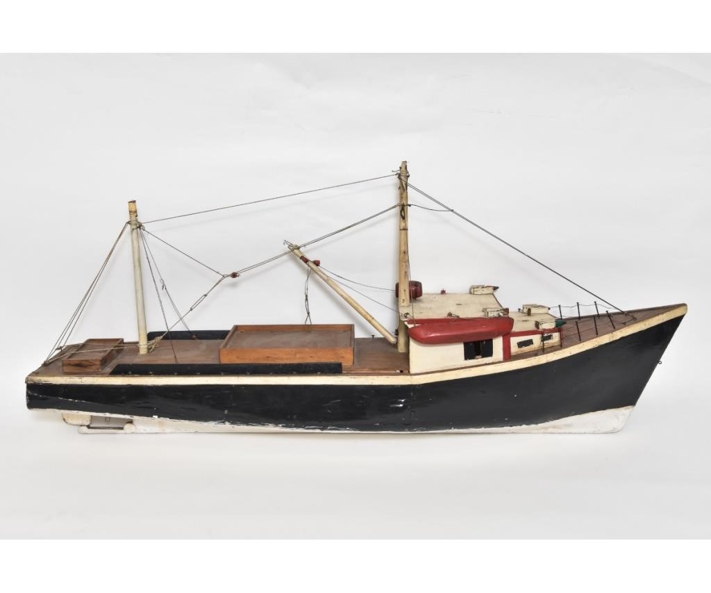 Large wooden fishing boat model,