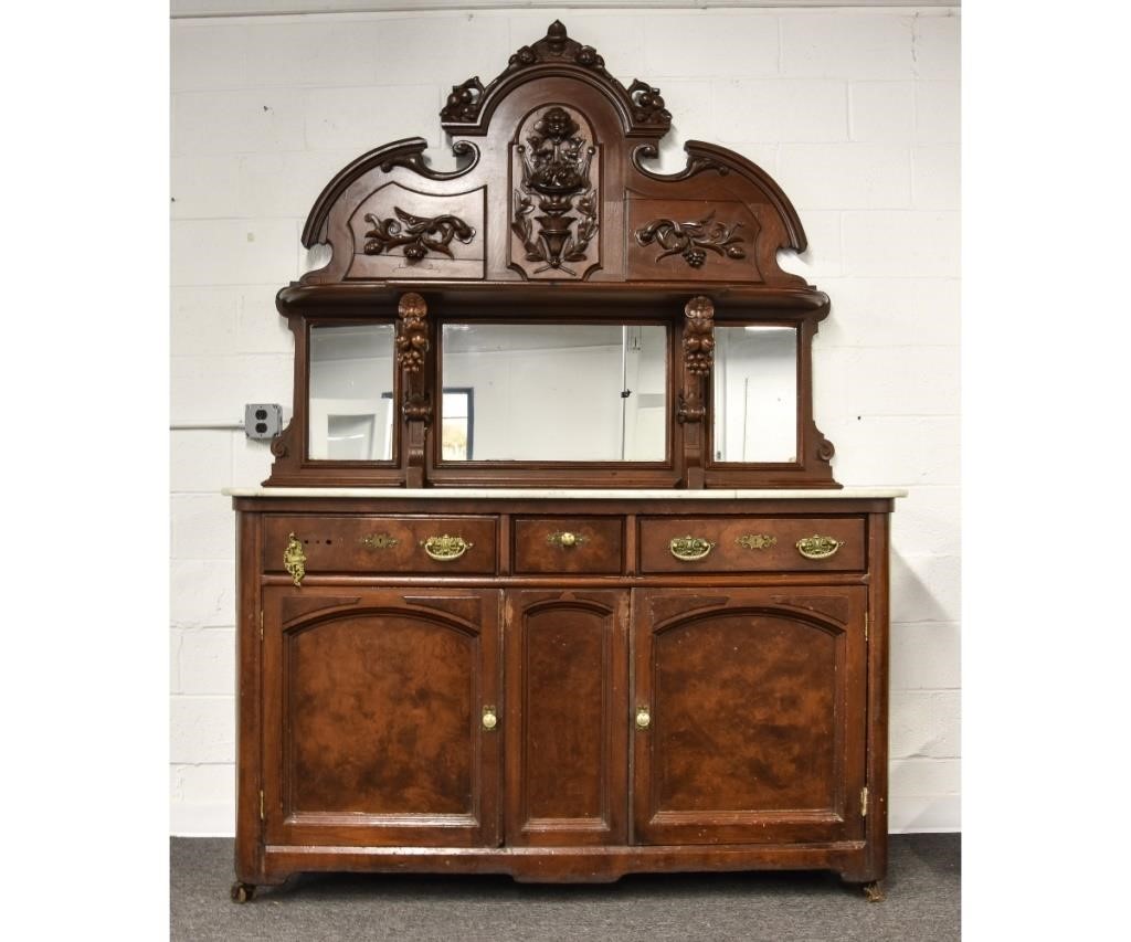 Victorian walnut sideboard, upper section